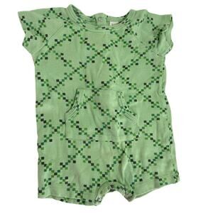 Kate Quinn Green Lattice Shortie Sport Jumpsuit Romper Size 6-12 Months Organic